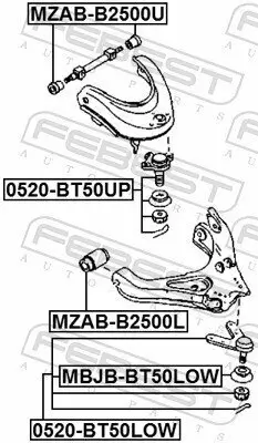 Lagerung, Lenker vorne innen Vorderachse unten FEBEST MZAB-B2500L Bild Lagerung, Lenker vorne innen Vorderachse unten FEBEST MZAB-B2500L