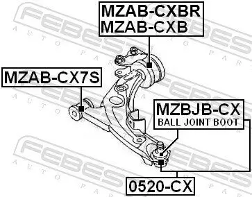 Lagerung, Lenker Vorderachse unten vorne FEBEST MZAB-CX7S Bild Lagerung, Lenker Vorderachse unten vorne FEBEST MZAB-CX7S