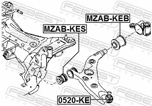 Lagerung, Lenker Vorderachse unten hinten FEBEST MZAB-KEB Bild Lagerung, Lenker Vorderachse unten hinten FEBEST MZAB-KEB