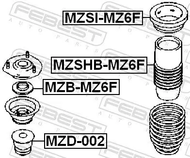 Wälzlager, Federbeinstützlager Vorderachse FEBEST MZB-MZ6F Bild Wälzlager, Federbeinstützlager Vorderachse FEBEST MZB-MZ6F