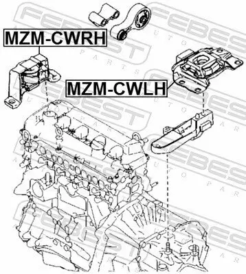 Lagerung, Motor vorne rechts FEBEST MZM-CWRH Bild Lagerung, Motor vorne rechts FEBEST MZM-CWRH