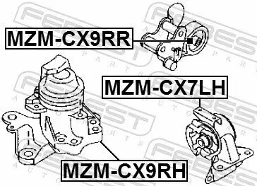 Lagerung, Motor vorne rechts FEBEST MZM-CX9RH Bild Lagerung, Motor vorne rechts FEBEST MZM-CX9RH