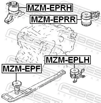 Lagerung, Motor vorne rechts FEBEST MZM-EPRH Bild Lagerung, Motor vorne rechts FEBEST MZM-EPRH