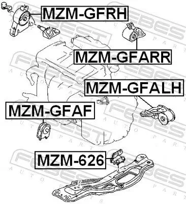 Lagerung, Motor hinten vorne links FEBEST MZM-GFALH Bild Lagerung, Motor hinten vorne links FEBEST MZM-GFALH