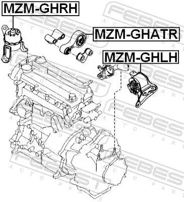 Lagerung, Motor vorne rechts FEBEST MZM-GHRH Bild Lagerung, Motor vorne rechts FEBEST MZM-GHRH