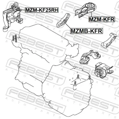 Lagerung, Motor rechts FEBEST MZM-KF25RH Bild Lagerung, Motor rechts FEBEST MZM-KF25RH