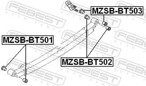 Lagerbuchse, Blattfeder vor der Achse FEBEST MZSB-BT501 Bild Lagerbuchse, Blattfeder vor der Achse FEBEST MZSB-BT501