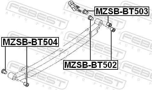 Lagerbuchse, Blattfeder hinter der Achse FEBEST MZSB-BT502 Bild Lagerbuchse, Blattfeder hinter der Achse FEBEST MZSB-BT502