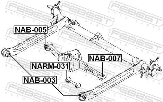 Lagerung, Lenker links Hinterachse hinten FEBEST NAB-007 Bild Lagerung, Lenker links Hinterachse hinten FEBEST NAB-007