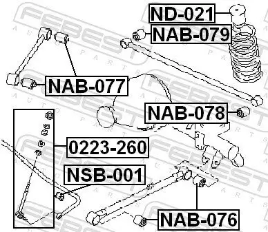 Lagerung, Lenker außen hinter der Achse Hinterachse rechts FEBEST NAB-079 Bild Lagerung, Lenker außen hinter der Achse Hinterachse rechts FEBEST NAB-079
