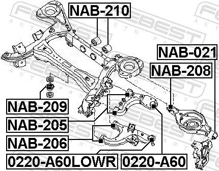 Lagerung, Lenker FEBEST NAB-206 Bild Lagerung, Lenker FEBEST NAB-206