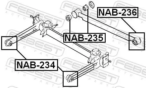 Lagerung, Achskörper vorne Hinterachse FEBEST NAB-234 Bild Lagerung, Achskörper vorne Hinterachse FEBEST NAB-234