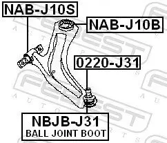 Lagerung, Lenker FEBEST NAB-J10B Bild Lagerung, Lenker FEBEST NAB-J10B