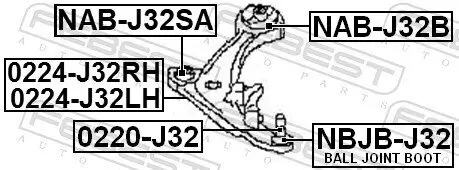 Lagerung, Lenker FEBEST NAB-J32SA Bild Lagerung, Lenker FEBEST NAB-J32SA