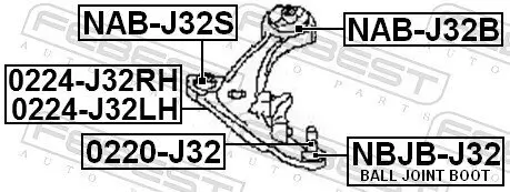 Lagerung, Lenker FEBEST NAB-J32S Bild Lagerung, Lenker FEBEST NAB-J32S