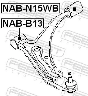 Lagerung, Lenker Vorderachse unten hinten FEBEST NAB-N15WB Bild Lagerung, Lenker Vorderachse unten hinten FEBEST NAB-N15WB