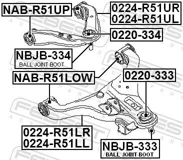 Lagerung, Lenker FEBEST NAB-R51UP Bild Lagerung, Lenker FEBEST NAB-R51UP