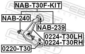 Reparatursatz, Querlenker Vorderachse unten FEBEST NAB-T30F-KIT Bild Reparatursatz, Querlenker Vorderachse unten FEBEST NAB-T30F-KIT