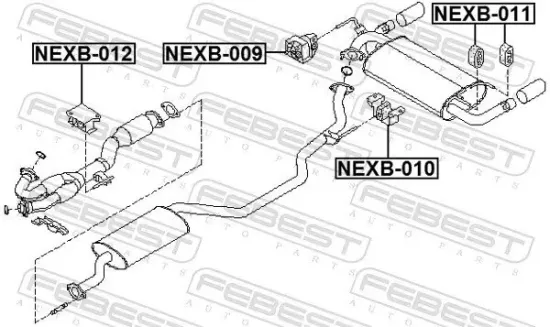 Montagesatz, Abgasanlage hinten FEBEST NEXB-009 Bild Montagesatz, Abgasanlage hinten FEBEST NEXB-009