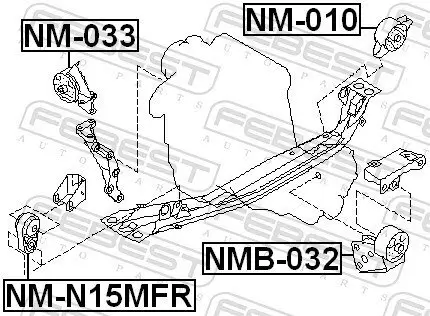 Lagerung, Motor hinten unten FEBEST NM-010 Bild Lagerung, Motor hinten unten FEBEST NM-010