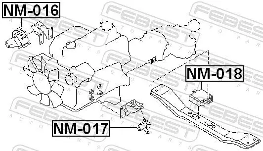 Lagerung, Motor FEBEST NM-016 Bild Lagerung, Motor FEBEST NM-016