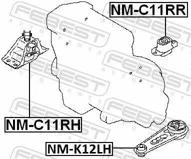 Lagerung, Motor vorne rechts FEBEST NM-C11RH Bild Lagerung, Motor vorne rechts FEBEST NM-C11RH