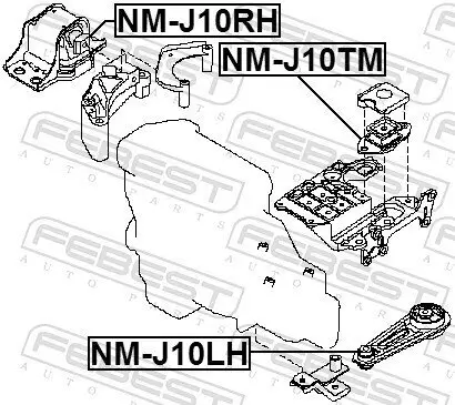 Lagerung, Schaltgetriebe FEBEST NM-J10TM Bild Lagerung, Schaltgetriebe FEBEST NM-J10TM