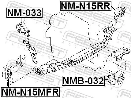 Lagerung, Motor unten hinten FEBEST NM-N15RR Bild Lagerung, Motor unten hinten FEBEST NM-N15RR