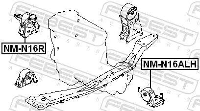 Lagerung, Motor vorne links FEBEST NM-N16ALH Bild Lagerung, Motor vorne links FEBEST NM-N16ALH