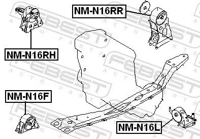 Lagerung, Motor hinten FEBEST NM-N16RR Bild Lagerung, Motor hinten FEBEST NM-N16RR
