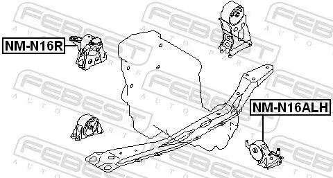 Lagerung, Motor FEBEST NM-N16R Bild Lagerung, Motor FEBEST NM-N16R