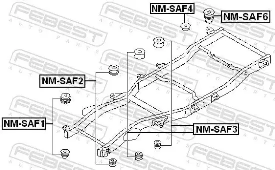 Lagerung, Achskörper hinten unten FEBEST NM-SAF6 Bild Lagerung, Achskörper hinten unten FEBEST NM-SAF6