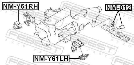Lagerung, Motor vorne rechts FEBEST NM-Y61RH Bild Lagerung, Motor vorne rechts FEBEST NM-Y61RH