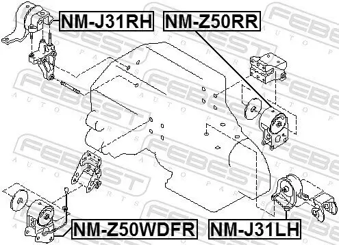 Lagerung, Motor hinten FEBEST NM-Z50RR Bild Lagerung, Motor hinten FEBEST NM-Z50RR