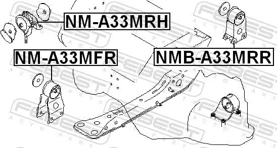 Lagerung, Motor hinten FEBEST NMB-A33MRR Bild Lagerung, Motor hinten FEBEST NMB-A33MRR