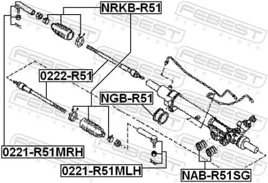 Faltenbalg, Lenkung FEBEST NRKB-R51 Bild Faltenbalg, Lenkung FEBEST NRKB-R51