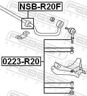 Lagerung, Stabilisator FEBEST NSB-R20F Bild Lagerung, Stabilisator FEBEST NSB-R20F