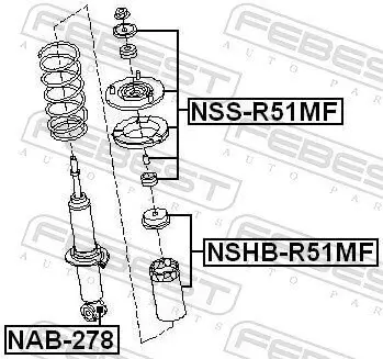 Reparatursatz, Federbeinstützlager Vorderachse FEBEST NSS-R51MF Bild Reparatursatz, Federbeinstützlager Vorderachse FEBEST NSS-R51MF