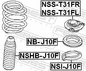 Federbeinstützlager Vorderachse links FEBEST NSS-T31FL Bild Federbeinstützlager Vorderachse links FEBEST NSS-T31FL