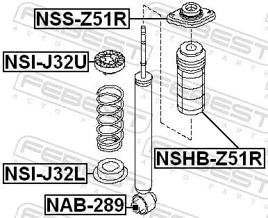 Federbeinstützlager Hinterachse FEBEST NSS-Z51R Bild Federbeinstützlager Hinterachse FEBEST NSS-Z51R