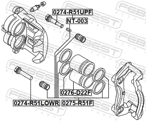 Zubehörsatz, Bremssattel Vorderachse FEBEST NT-003 Bild Zubehörsatz, Bremssattel Vorderachse FEBEST NT-003