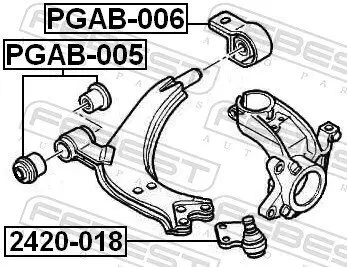 Lagerung, Lenker Vorderachse unten hinten FEBEST PGAB-006 Bild Lagerung, Lenker Vorderachse unten hinten FEBEST PGAB-006