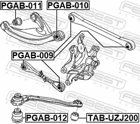 Lagerung, Lenker Hinterachse außen oben beidseitig FEBEST PGAB-010 Bild Lagerung, Lenker Hinterachse außen oben beidseitig FEBEST PGAB-010