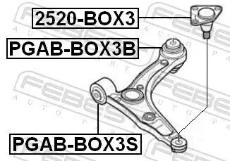 Lagerung, Lenker Vorderachse unten vorne FEBEST PGAB-BOX3S Bild Lagerung, Lenker Vorderachse unten vorne FEBEST PGAB-BOX3S