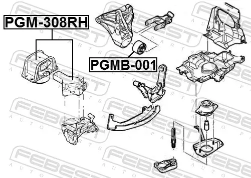 Lagerung, Motor rechts FEBEST PGM-308RH Bild Lagerung, Motor rechts FEBEST PGM-308RH