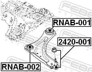 Lagerung, Lenker Vorderachse unten vorne FEBEST RNAB-002 Bild Lagerung, Lenker Vorderachse unten vorne FEBEST RNAB-002