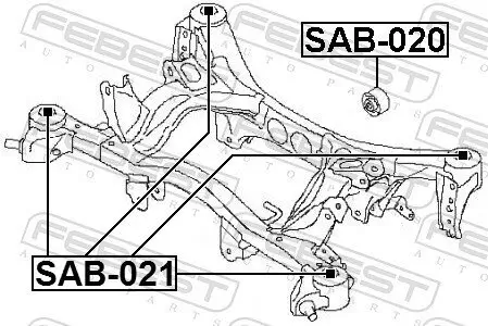 Lagerung, Achskörper Hinterachse FEBEST SAB-021 Bild Lagerung, Achskörper Hinterachse FEBEST SAB-021