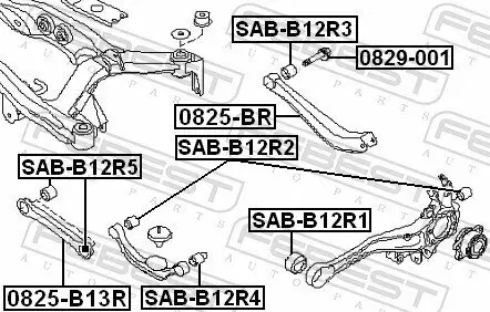 Lagerung, Lenker außen Hinterachse vor der Achse FEBEST SAB-B12R4 Bild Lagerung, Lenker außen Hinterachse vor der Achse FEBEST SAB-B12R4