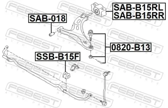 Lagerung, Lenker hinter der Achse Vorderachse rechts FEBEST SAB-B15RR Bild Lagerung, Lenker hinter der Achse Vorderachse rechts FEBEST SAB-B15RR