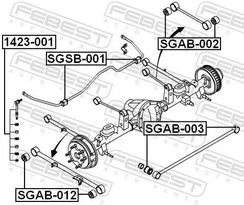 Lagerung, Lenker vorne hinten Hinterachse unten außen FEBEST SGAB-012 Bild Lagerung, Lenker vorne hinten Hinterachse unten außen FEBEST SGAB-012